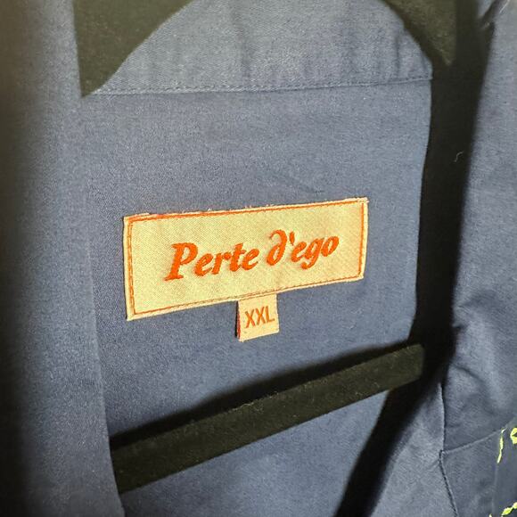 NEW Perte D'ego Men's Navy Blue Geometrical Mirror Embroidered Matching Set XXL - Picture 7 of 16